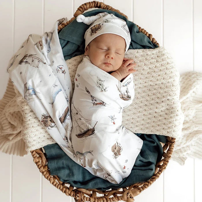 Snuggle Hunny Baby Jersey Wrap & Beanie Set - Set Sail