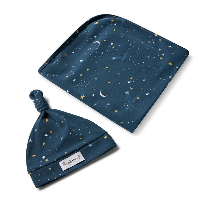 Snuggle Hunny Baby Jersey Wrap & Beanie Set - Starry Night