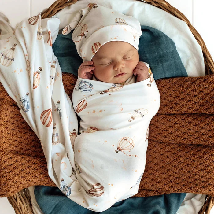 Snuggle Hunny Baby Jersey Wrap & Beanie Set - Up & Away