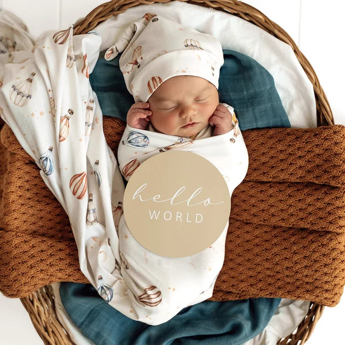 Snuggle Hunny Baby Jersey Wrap & Beanie Set - Up & Away