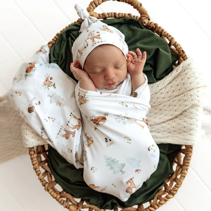 Snuggle Hunny Baby Jersey Wrap & Beanie Set - Woodland Tales