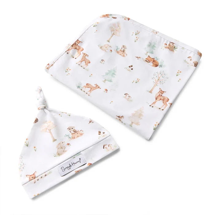 Snuggle Hunny Baby Jersey Wrap & Beanie Set - Woodland Tales