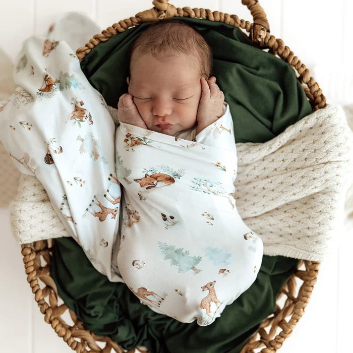 Snuggle Hunny Baby Jersey Wrap & Beanie Set - Woodland Tales