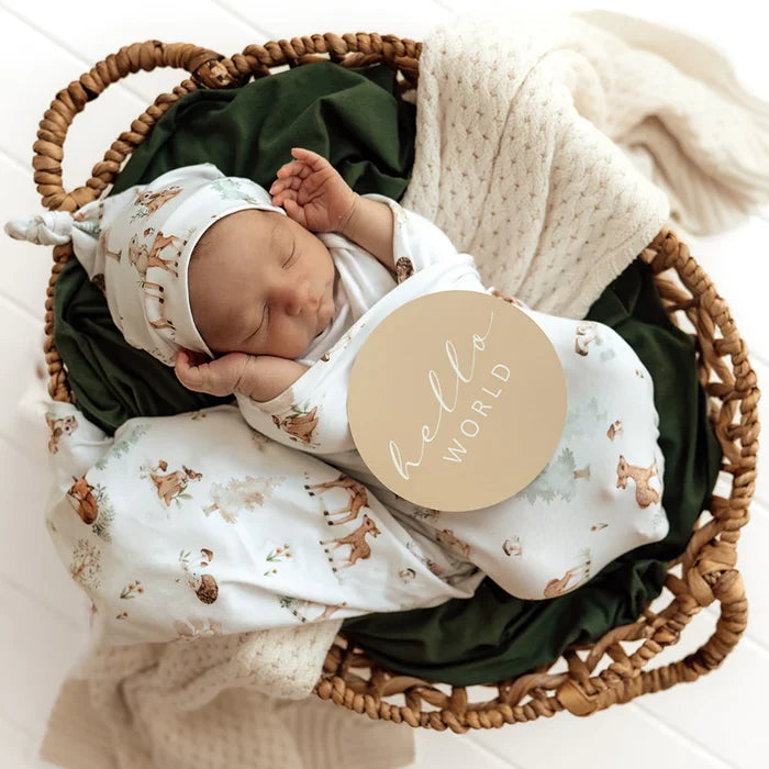 Snuggle Hunny Baby Jersey Wrap & Beanie Set - Woodland Tales