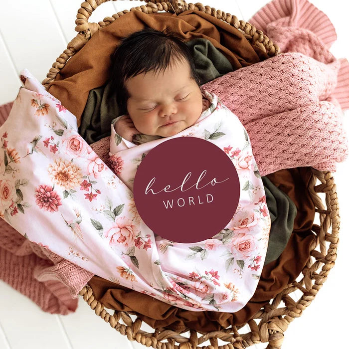 Snuggle Hunny Baby Jersey Wrap & Topknot Set - Birds & Blooms