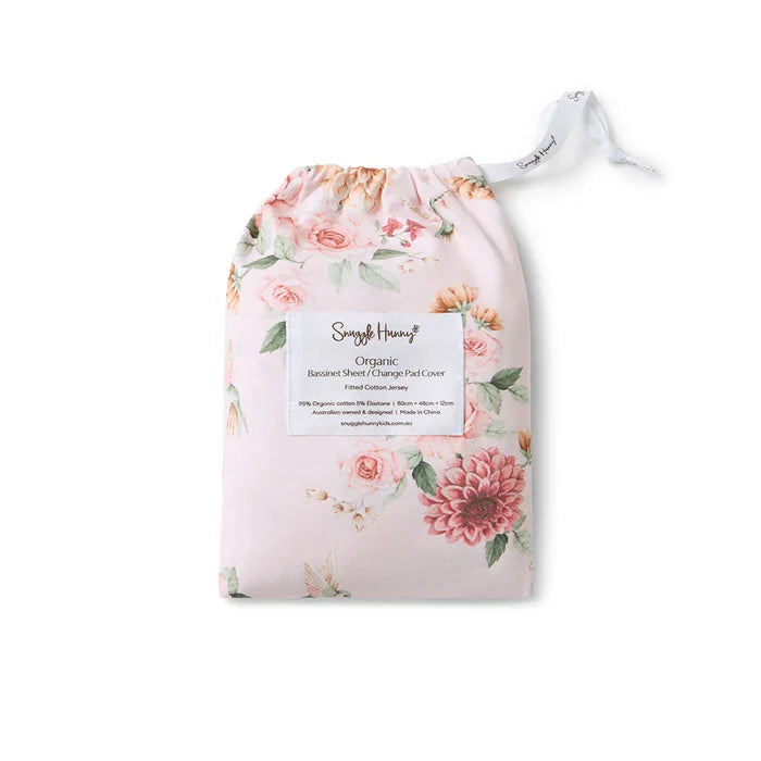 Snuggle Hunny Bassinet Sheet & Change Pad Cover - Birds & Blooms