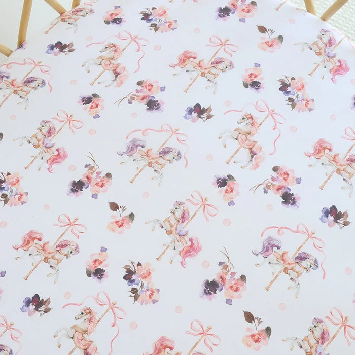 Snuggle Hunny Bassinet Sheet & Change Pad Cover - Carousel