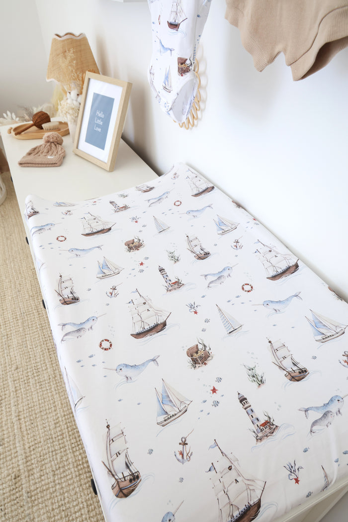 Snuggle Hunny Bassinet Sheet & Change Pad Cover - Set Sail