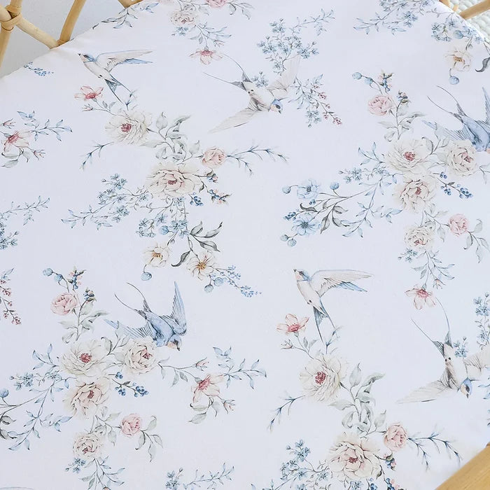 Snuggle Hunny Bassinet Sheet & Change Pad Cover - Sweet Swallows