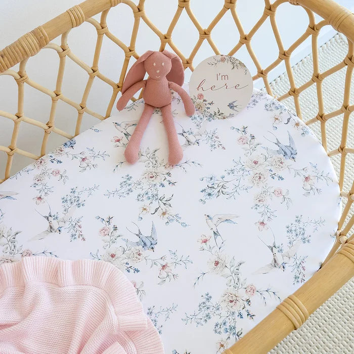 Snuggle Hunny Bassinet Sheet & Change Pad Cover - Sweet Swallows