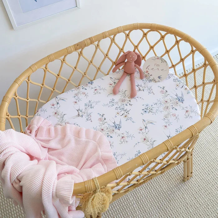 Snuggle Hunny Bassinet Sheet & Change Pad Cover - Sweet Swallows