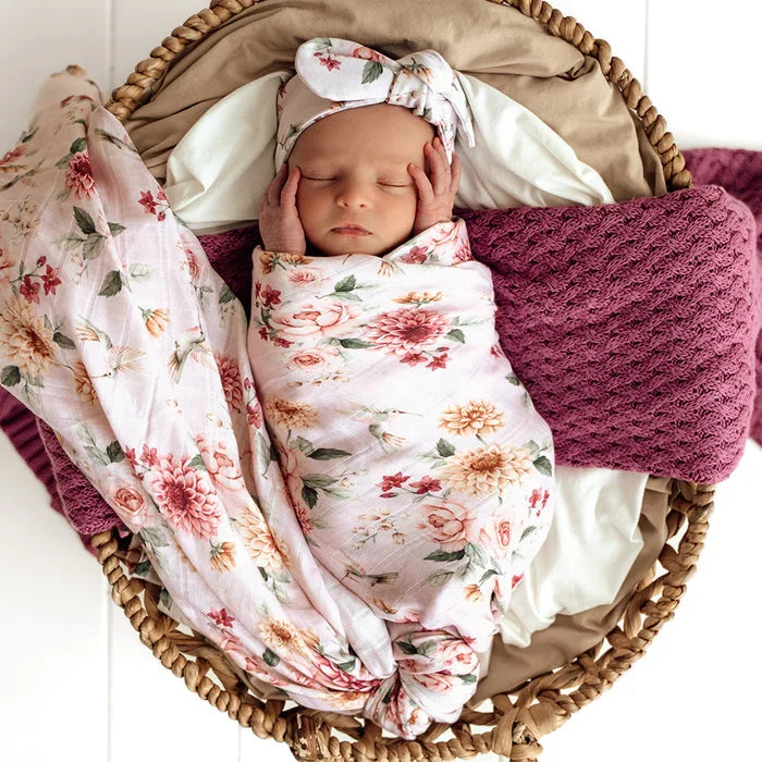 Snuggle Hunny Organic Cotton Muslin Wrap - Birds & Blooms