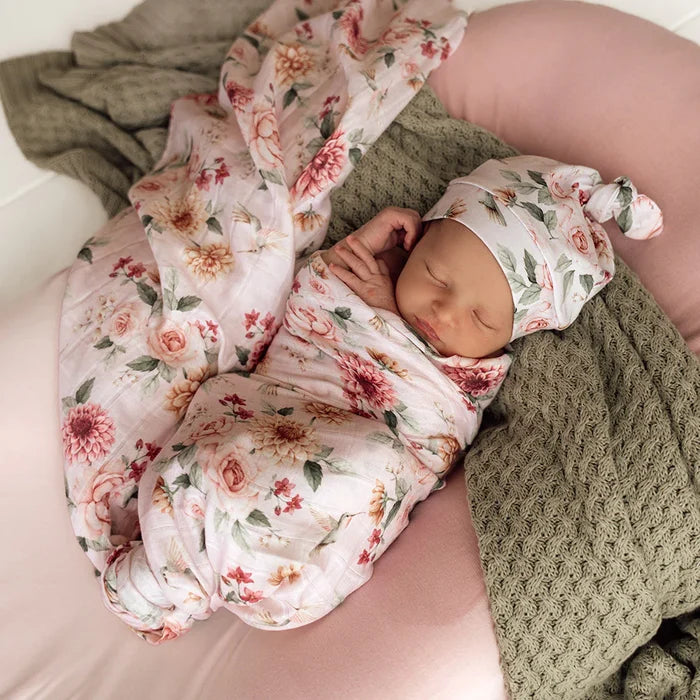Snuggle Hunny Organic Cotton Muslin Wrap - Birds & Blooms