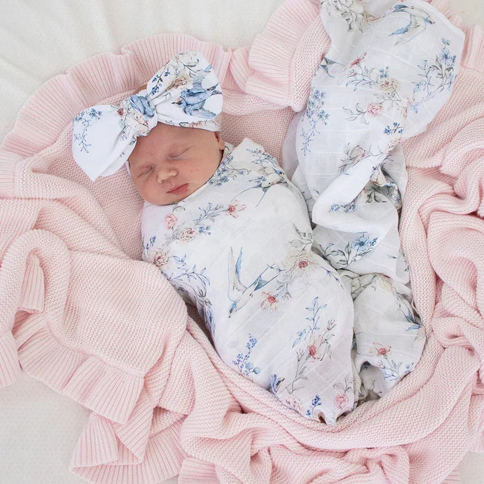 Snuggle Hunny Organic Cotton Muslin Wrap - Sweet Swallows