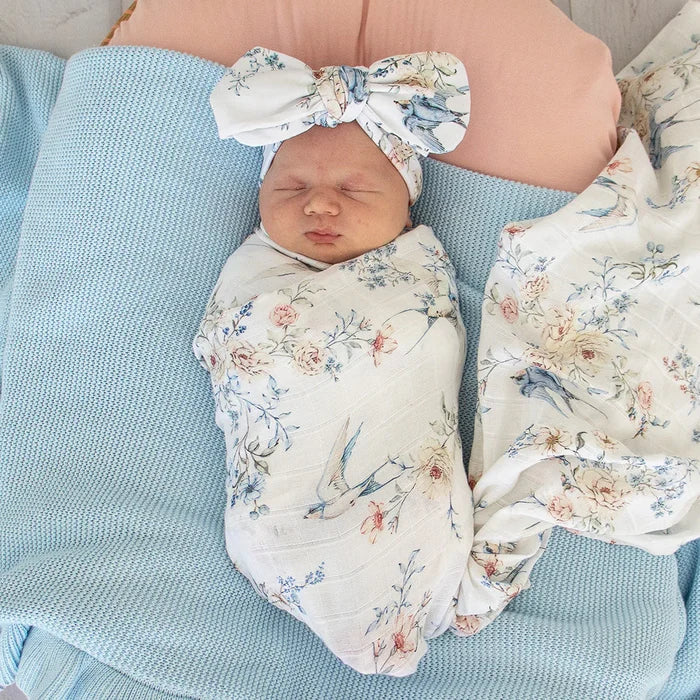 Snuggle Hunny Organic Cotton Muslin Wrap - Sweet Swallows