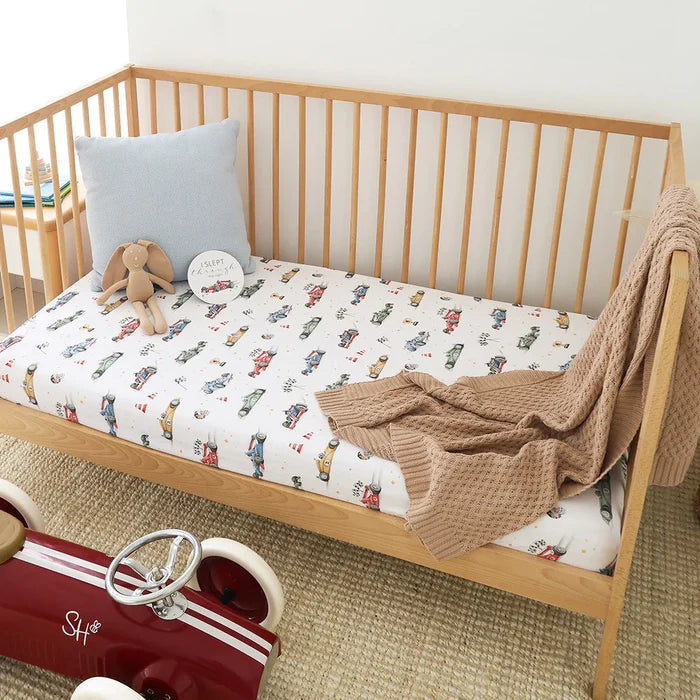 Snuggle Hunny Organic Fitted Jersey Cotton Cot Sheet - Little Racers
