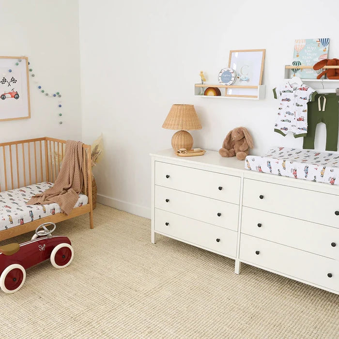 Snuggle Hunny Organic Fitted Jersey Cotton Cot Sheet - Little Racers