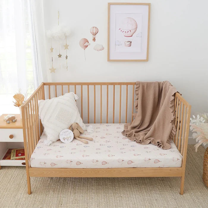 Snuggle Hunny Organic Fitted Jersey Cotton Cot Sheet - Up & Away