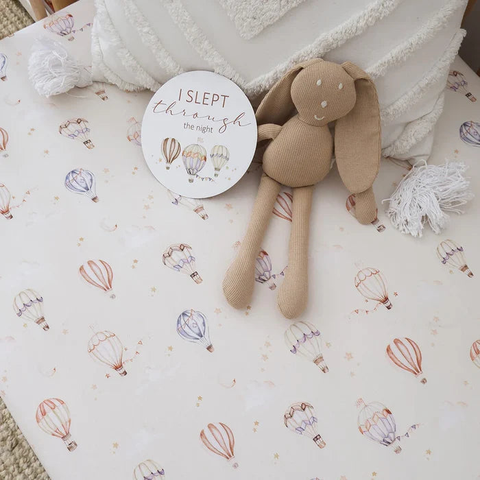 Snuggle Hunny Organic Fitted Jersey Cotton Cot Sheet - Up & Away