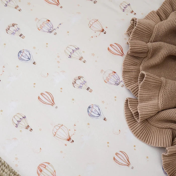 Snuggle Hunny Organic Fitted Jersey Cotton Cot Sheet - Up & Away