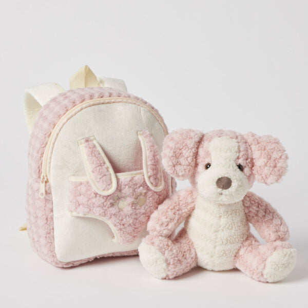 Soft Toy Pink Puppy Take-Me-Home Backpack