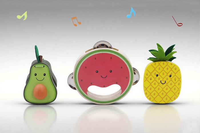 Wooden Fruit 3 Piece Musical Set