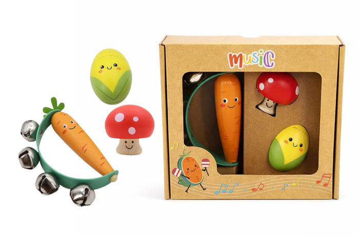 Wooden Veggie 3 Piece Musical Set