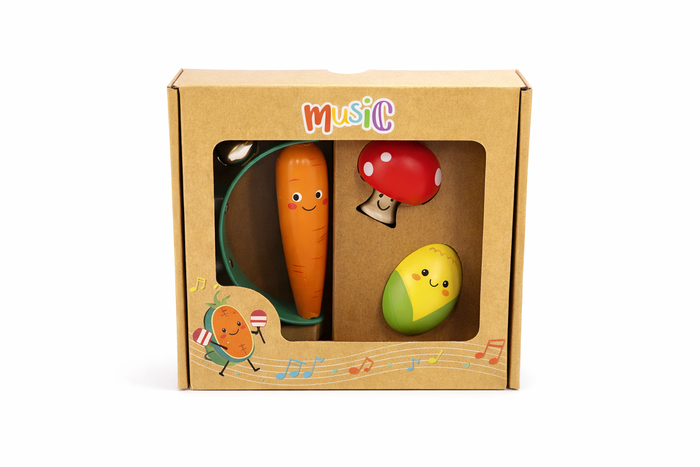 Wooden Veggie 3 Piece Musical Set